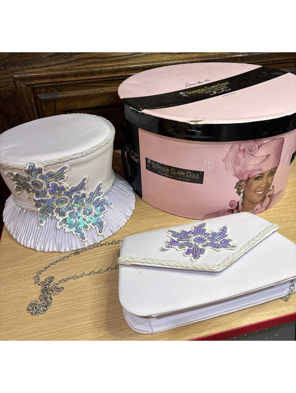 Dorinda Clark-Cole The Rose Collection Hat & Clutch Bag Set with Hat Box